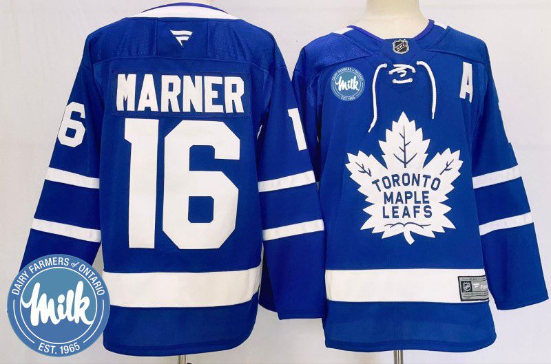 Men Toronto Maple Leafs #16 Marner Blue Fanatics 2025 NHL Jersey style 1